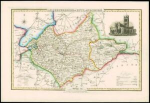 1846 - Original Antique Map of LEICESTERSHIRE & RUTLANDSHIRE by Slater