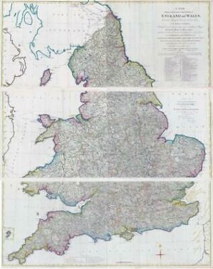 1786 Massive Triple Antique Wall Map ENGLAND & WALES by John Andrews (LM13)