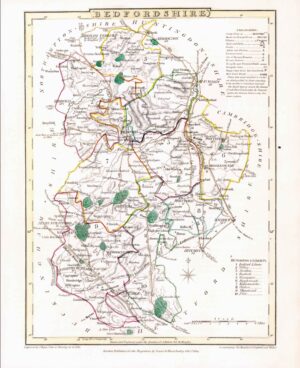 1816 Original Antique Map BEDFORDSHIRE original colour (ET-3)