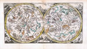 1787 Antique CELESTIAL Map Northern Southern Hemispheres Zodiac Star (DM3)