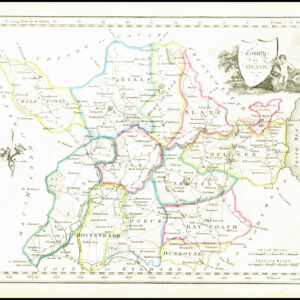1822 Antique Ireland Irish Map COUNTY OF MEATH by John Grierson (IAE14)