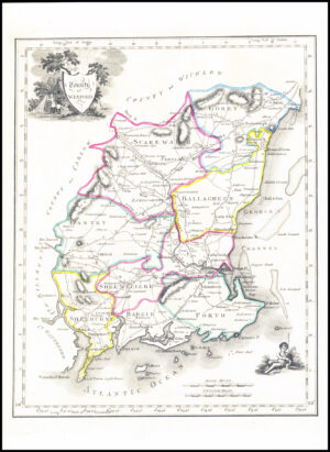 1822 Antique Ireland Irish Map COUNTY OF WEXFORD by John Grierson (IAE35)