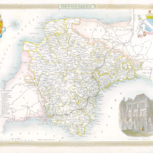 1840 Original Antique Map of DEVONSHIRE DEVON by Thomas Moule (SM5-1)