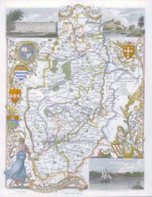1840 Original Antique Map of NOTTINGHAMSHIRE by Thomas Moule (SM5-2)