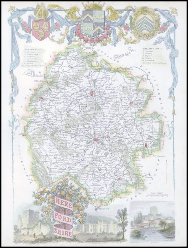 1840 Original Antique Map of HEREFORDSHIRE by Thomas Moule (SM5-6)