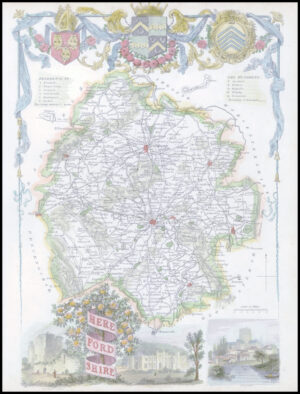 1840 Original Antique Map of HEREFORDSHIRE by Thomas Moule (SM5-6)