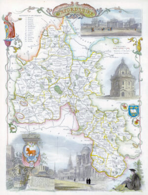 1840 Original Antique Map of OXFORDSHIRE by Thomas Moule (SM5-8)