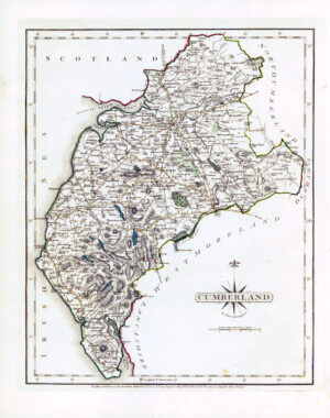 1787 Original Antique Map of CUMBERLAND by John Cary (CM3/8)