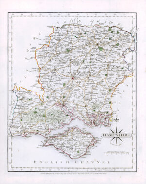 1787 Original Antique Map of HAMPSHIRE by John Cary (CM3/15)