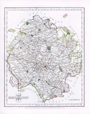 1787 Original Antique Map of HEREFORDSHIRE by John Cary (CM3/16)
