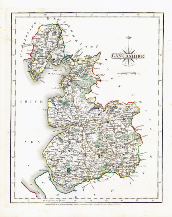 1787 Original Antique Map of LANCASHIRE by John Cary (CM3/20)