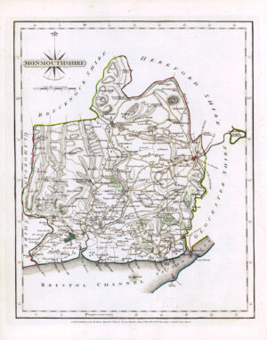1787 Original Antique Map of MONMOUTHSHIRE Wales by John Cary (CM3/24)