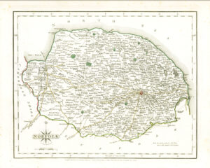 1787 Original Antique Map of NORFOLK by John Cary (CM3/25)