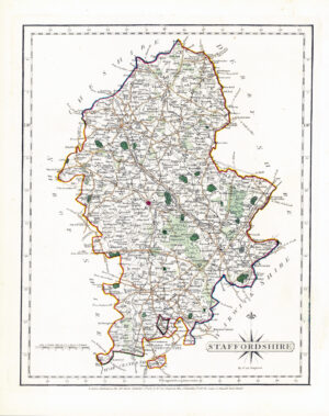 1787 Original Antique Map of STAFFORDSHIRE by John Cary (CM3/33)