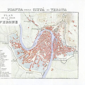 1836 PLAN DE LA VILLE DE VERONE Original Antique City Plan VERONA Italy (SM5-20)