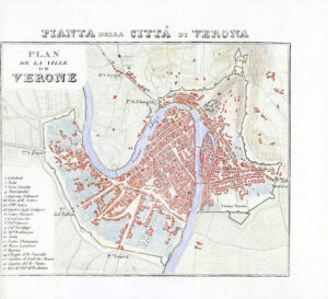 1836 PLAN DE LA VILLE DE VERONE Original Antique City Plan VERONA Italy (SM5-20)