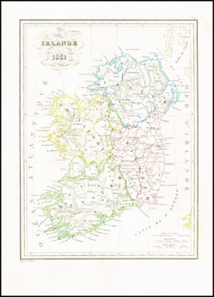 1831 Original Antique map IRLANDE Ireland engraved by Thierry (SM5-23)