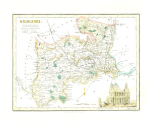 1836 Original Antique map of MIDDLESEX by Fullerton ST PAUL'S CATHEDRAL (SM5-24)