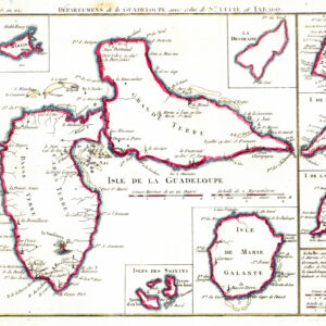 1748 Antique Map GUADELOUPE Tobago St Lucia Grenada by Vaugondy (SM5-32)