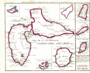 1748 Antique Map GUADELOUPE Tobago St Lucia Grenada by Vaugondy (SM5-32)