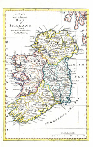 1778 A NEW AND ACCURATE MAP OF IRELAND Antique Map by Thomas Bowen (SM5-39)