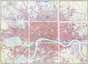 1863 CASSELL'S  Huge Antique MAP OF LONDON by Edward Weller on 9 sheets