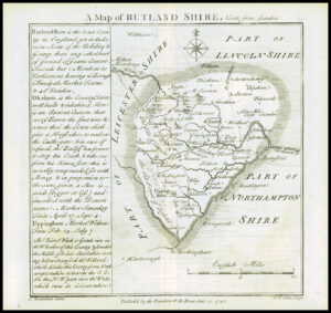 1745 Original Antique Map RUTLAND SHIRE by Badeslade & Toms (BT33)