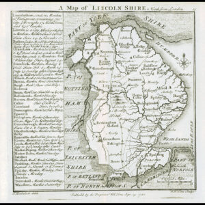1745 Original Antique Map LINCOLNSHIRE by Badeslade & Toms (BT25)