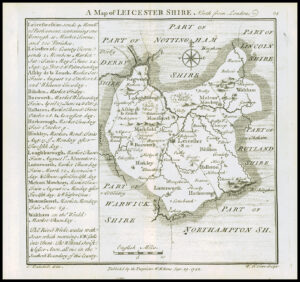 1745 Original Antique Map LEICESTERSHIRE by Badeslade & Toms (BT24)