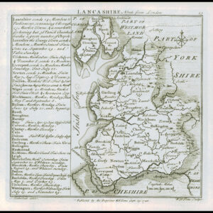 1745 Original Antique Map LANCASHIRE by Badeslade & Toms (BT23)
