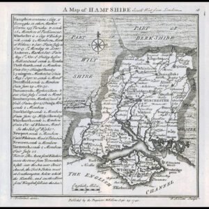 1745 Original Antique Map HAMPSHIRE by Badeslade & Toms (BT18)