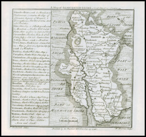 1745 Original Antique Map GLOUCESTERSHIRE GLOCESTER-SHIRE Badeslade Toms (BT17)