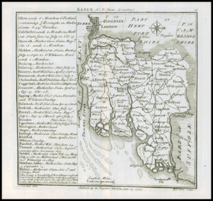 1745 Original Antique Map ESSEX by Badeslade & Toms (BT16)