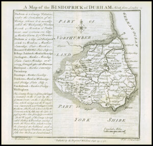 1745 Original Antique Map DURHAM by Badeslade & Toms (BT15)