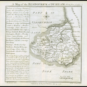 1745 Original Antique Map DURHAM by Badeslade & Toms (BT15)