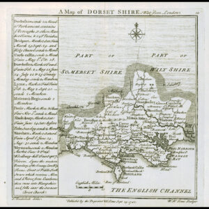 1745 Original Antique Map DORSETSHIRE DORSET by Badeslade & Toms (BT14)