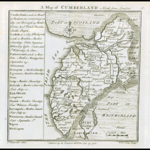 1745 Original Antique Map CUMBERLANDE by Badeslade & Toms (BT11)