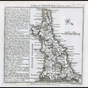 1745 Original Antique Map CORNWALL by Badeslade & Toms (BT10)