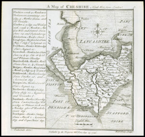 1745 Original Antique Map CHESHIRE by Badeslade & Toms (BT9)