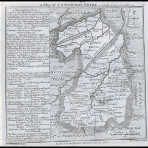 1745 Original Antique Map CAMBRIDGESHIRE by Badeslade & Toms (BT8)