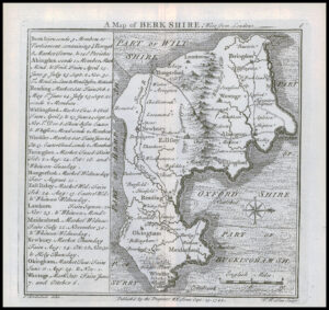 1745 Original Antique Map BERKSHIRE by Badeslade & Toms (BT6)