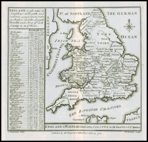 1745 Original Antique Map ENGLAND & WALES COUNTIES by Badeslade & Toms (BT2)