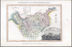 1817 Original Antique LANGLEY'S NEW MAP OF CHESHIRE Belch (LNM3)