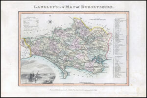 1817 Original Antique LANGLEY'S NEW MAP OF DORSETSHIRE DORSET Belch (LNM7)
