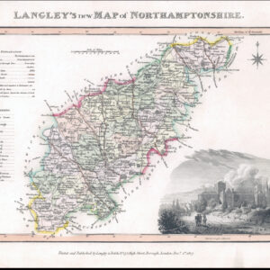 1817 Original Antique LANGLEY'S NEW MAP OF NORTHAMPTONSHIRE Belch (LNM19)