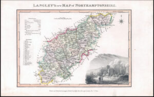 1817 Original Antique LANGLEY'S NEW MAP OF NORTHAMPTONSHIRE Belch (LNM19)