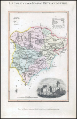 1818 Original Antique LANGLEY'S NEW MAP OF RUTLANDSHIRE RUTLAND Belch (LNM23)