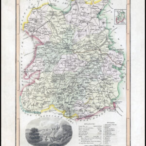 1817 Original Antique LANGLEY'S NEW MAP OF SHROPSHIRE Shrewsbury (LNM24)