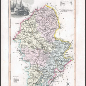 1818 Original Antique LANGLEY'S NEW MAP OF STAFFORDSHIRE Litchfield (LNM26)