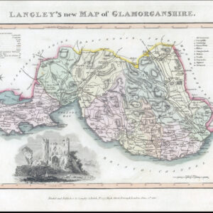 1818 Original Antique LANGLEY'S NEW MAP OF GLAMORGANSHIRE Wales Belch (LNM39)